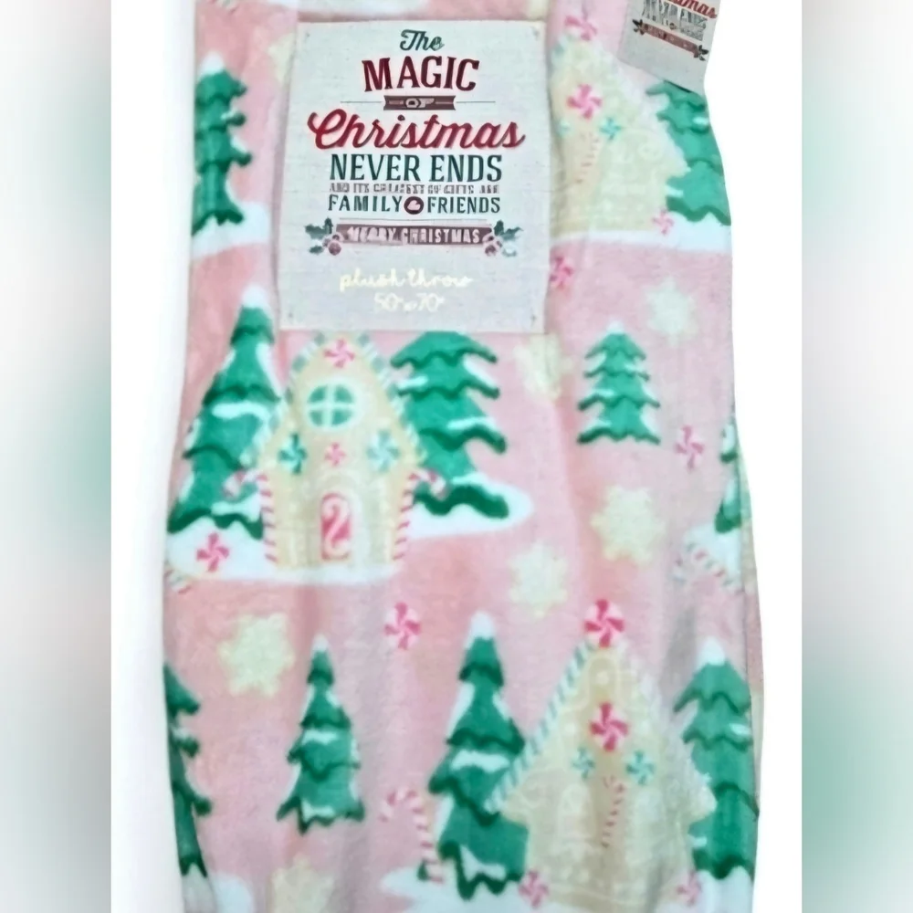 Gingerbread House The Magic Of Christmas Pink Plush Tree Blanket